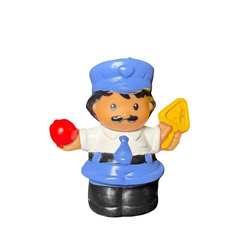Fisher Price Little People Bus Driver Safety Patrol Man Mustache Apple Sign 2005